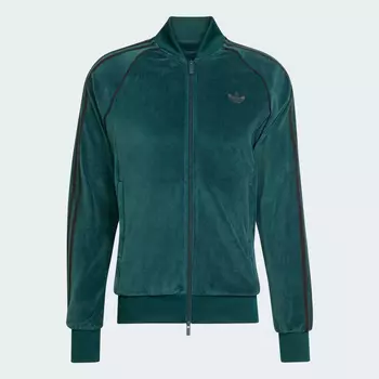 Куртка спортивная Adidas Originals SST Adicolor Velour, темно-зеленый