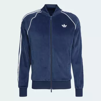 Куртка спортивная Adidas Originals SST Adicolor Velour, темно-синий