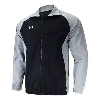Куртка sportstyle woven full zip jacket 'black grey' Under Armour, черный
