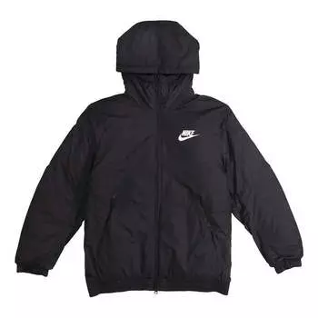 Куртка sportswear synthetic fill fleece lined hooded jacket black Nike, черный