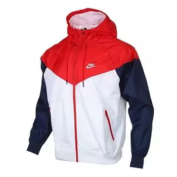 Куртка sportswear windrunner colorblock hooded jacket red white Nike, красный