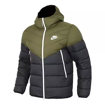 Куртка sportswear windrunner down fill 'green black' Nike, черный