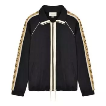 Куртка ss20 side sleeve logo striped oversized knitted jacket for men black Gucci, черный