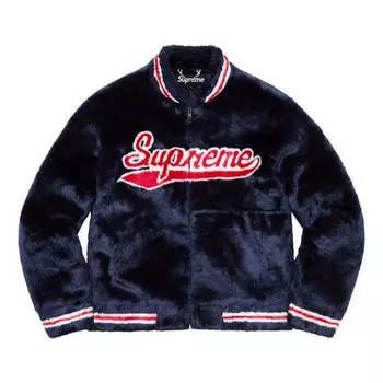 Куртка ss20 week 1 faux fur varsity jacket Supreme, синий