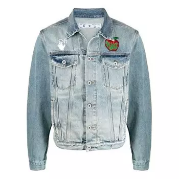 Куртка ss21 apple logo pattern denim jacket loose fit blue Off-White, синий