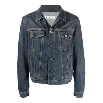 Куртка ss21 logo pattern printing denim jacket loose fit denim blue Off-White, синий