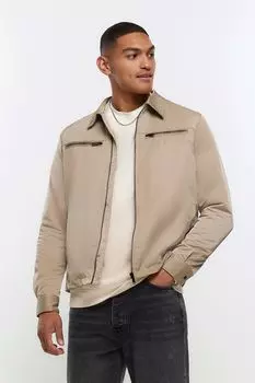 Куртка стандартного кроя на молнии River Island, бежевый