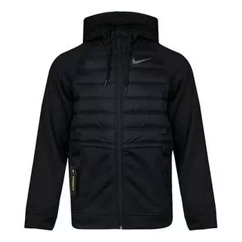 Куртка stay warm solid color sports training hooded padded jacket black Nike, черный
