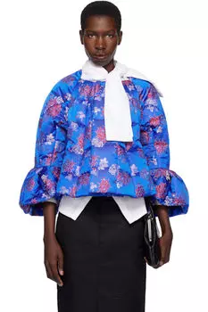 Куртка стеганая жаккардовая темно-синего цвета Comme des Garons