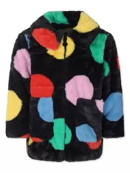 Куртка Stella McCartney Kids из искусственного меха в горошек, черный