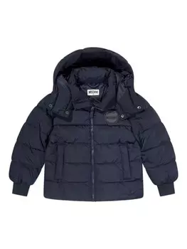Куртка-стёганая с логотипом-аппликацией Moschino Kids, синий