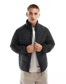 Куртка-стёганая с пакующимся воротником чёрного цвета Jack & Jones