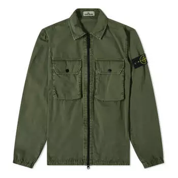 Куртка STONE ISLAND 2 Pocket Brushed Cotton Shirt Jacket 'Sage', зеленый