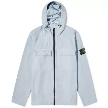 Куртка Stone Island Brushed Cotton Canvas Hooded Overshirt, светло-голубой