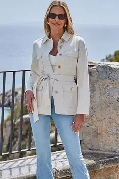 Куртка Stone с поясом Sosandar, бежевый