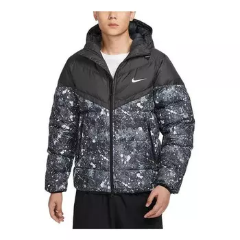 Куртка storm-fit windrunner hooded jacket 'black white' Nike, черный