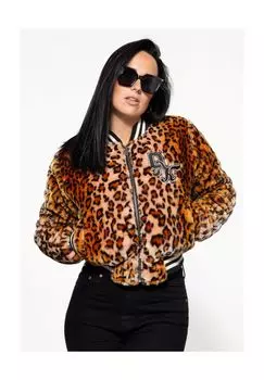 Куртка студенческая из искусственного меха в леопардовом стиле Queen Kerosin, цвет Leo
