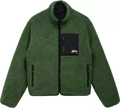 Куртка Stussy 8 Ball Sherpa Jacket 'Green', зеленый