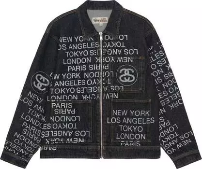 Куртка Stussy City Link Denim Zip Work 'Washed Black', черный