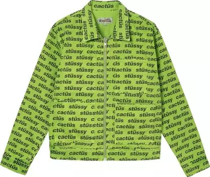 Куртка Stussy x Cactus Plant Flea Market Zip Work Jacket 'Green', зеленый