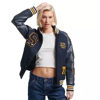 Куртка Superdry College Patched Varsity Bomber, синий