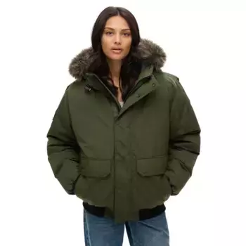 Куртка Superdry Everest Faux Fur bomber, зеленый