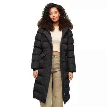 Куртка Superdry Everest Faux Fur Longline, черный