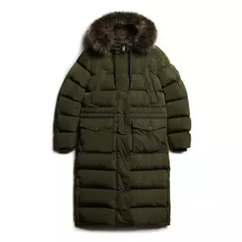 Куртка Superdry Everest Faux Fur Longline, зеленый