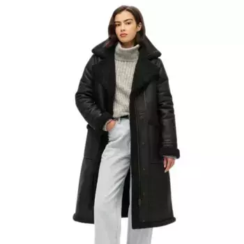 Куртка Superdry Faux Shearing Longline, черный