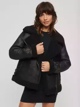 Куртка Superdry Faux Shearling Aviator, черный