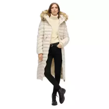 Куртка Superdry Fuji Faux Fur Longline, бежевый