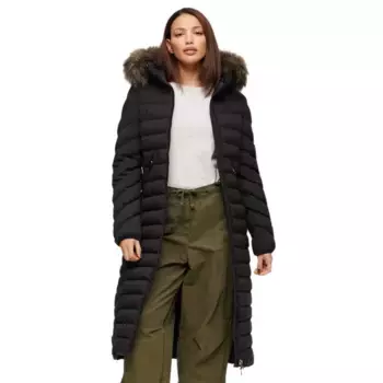 Куртка Superdry Fuji Faux Fur Longline, черный