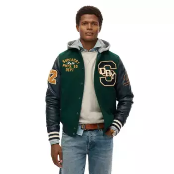 Куртка Superdry Hooded College Patched bomber, зеленый