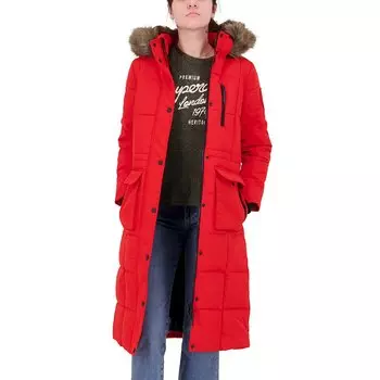 Куртка Superdry Longline Faux Fur Everest, красный