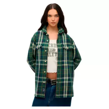 Куртка Superdry Merchant Heavy Checked Pluse Size, зеленый