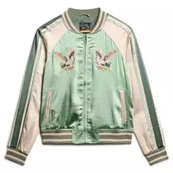Куртка Superdry Suikajan Embroidered bomber, зеленый