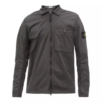 Куртка supima cotton shirt jacket 'charcoal' Stone Island, черный