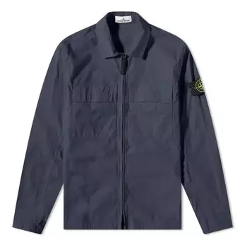 Куртка supima cotton twill stretch-tc zip shirt jacket 'navy' Stone Island, синий