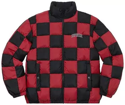 Куртка Supreme Checkerboard Puffy Jacket 'Dark Red', красный