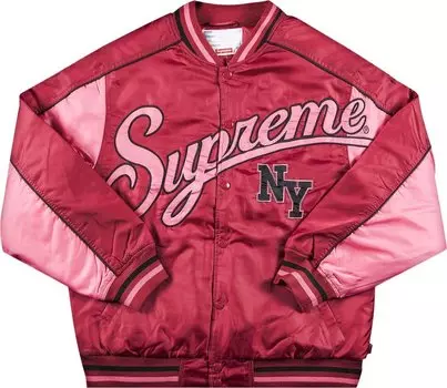 Куртка Supreme Contrast Script Varsity Jacket 'Red', красный