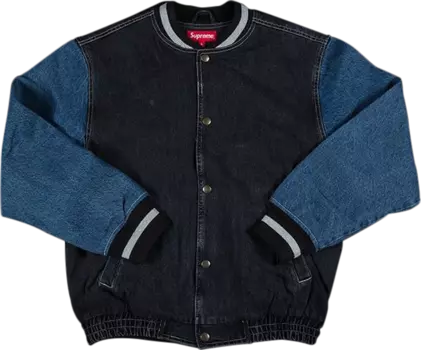 Куртка Supreme Denim Varsity Jacket 'Black', черный