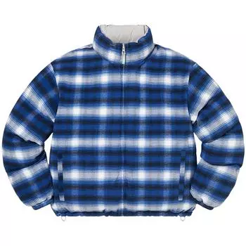 Куртка Supreme Flannel Reversible Puffer Jacket 'Grey', серый