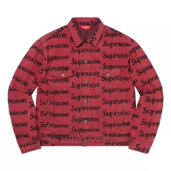 Куртка Supreme Frayed Logos Denim Trucker Jacket 'Red', красный