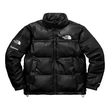Куртка Supreme FW17 X The North Face Leather Nuptse Jacket 'Black', черный