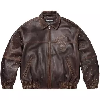 Куртка Supreme Gem Studded Leather Jacket Brown, коричневый