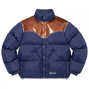 Куртка Supreme Glitter Yoke Down Puffer Jacket 'Navy', синий