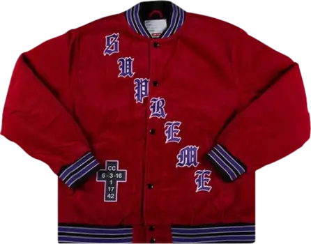Куртка Supreme Old English Corduroy Varsity Jacket 'Red', красный