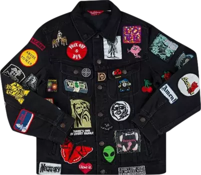 Куртка Supreme Patches Denim Trucker Jacket 'Black', черный