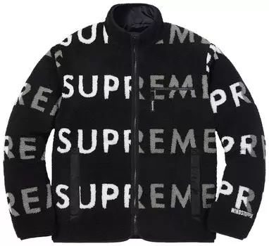 Куртка Supreme Reversible Logo Fleece Jacket 'Black', черный