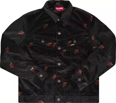 Куртка Supreme Velvet Trucker Jacket 'Black', черный